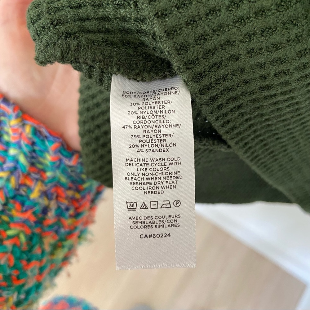 LOFT Women's Olive Ribbed Sweatshirt - Picture 4 of 4